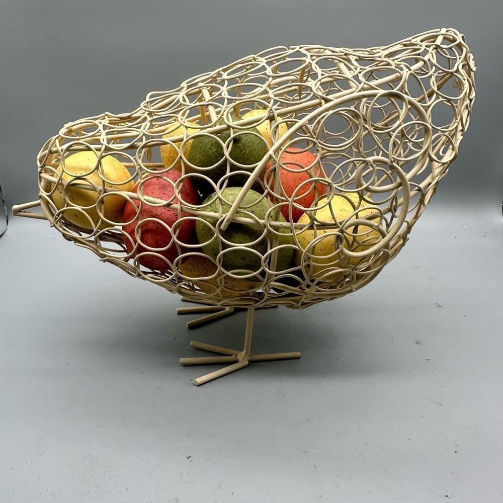 Spring Easter Wire chicken with plastic eggs inside decoration
